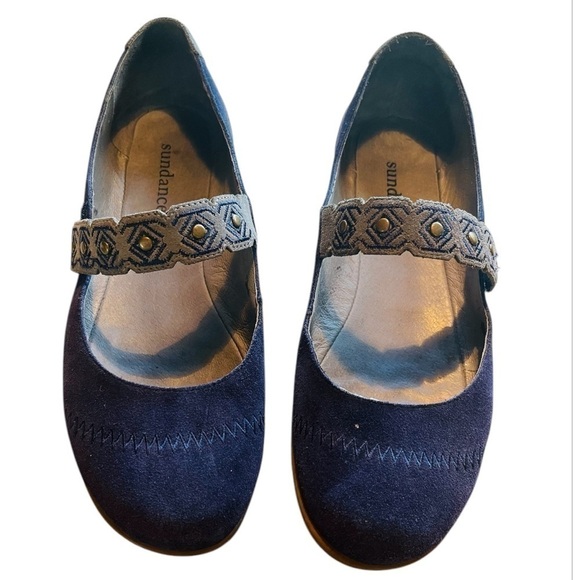 Sundance Navy Suede Chai Spice Mary Janes - Picture 1 of 9